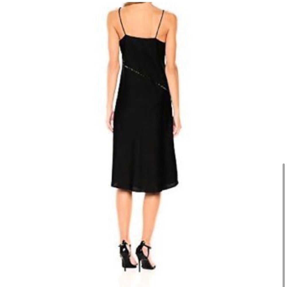 Sam Edelman Black with Leopard Print Trim Slip Dress Sz 10 - Picture 15 of 15